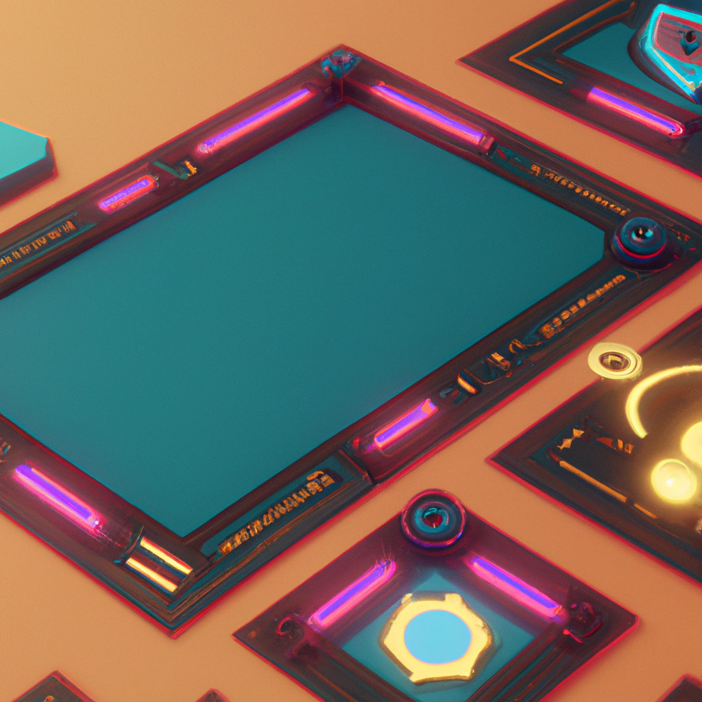 Pulsecade hero: neon arcade board with asymmetric map and HUD overlays